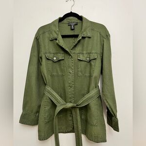 Tahari Linen Military Utility Jacket, Size Medium